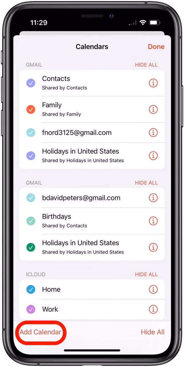 How do I delete a calendar on my iPhone?