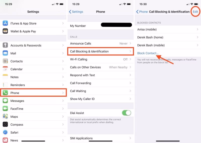 How to see blocked numbers on iPhone?