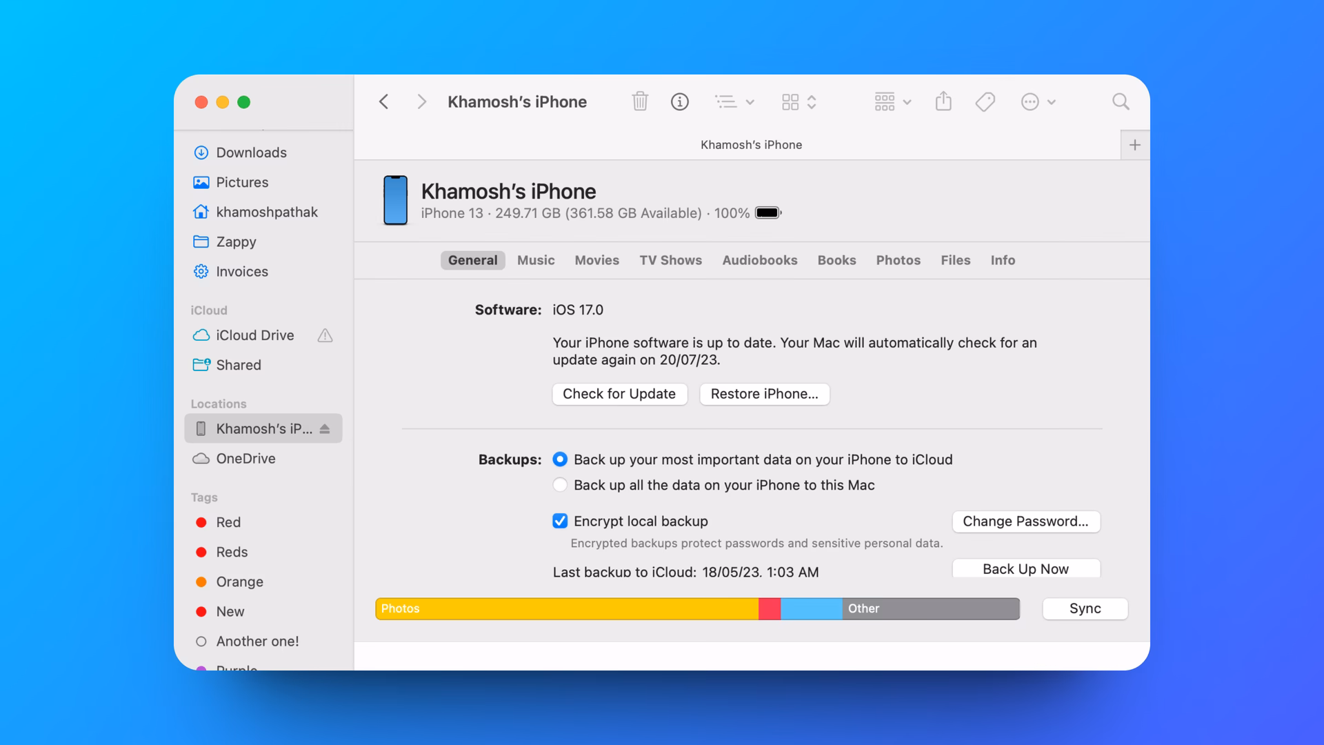 How do I backup my iPhone to iTunes?