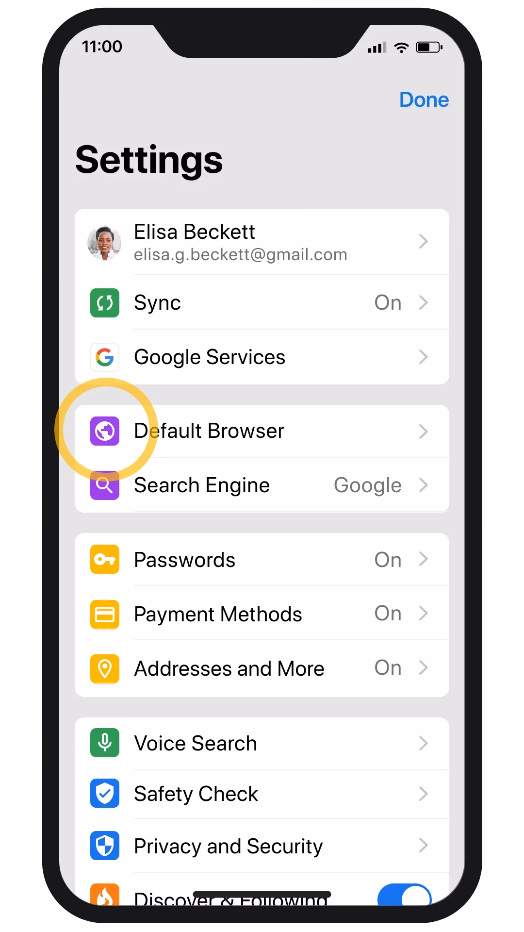 How to set Chrome as default browser on iPhone 13?