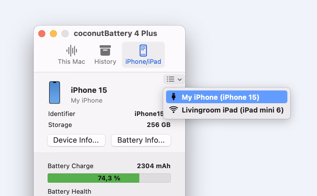 How to check coconut battery on Mac?