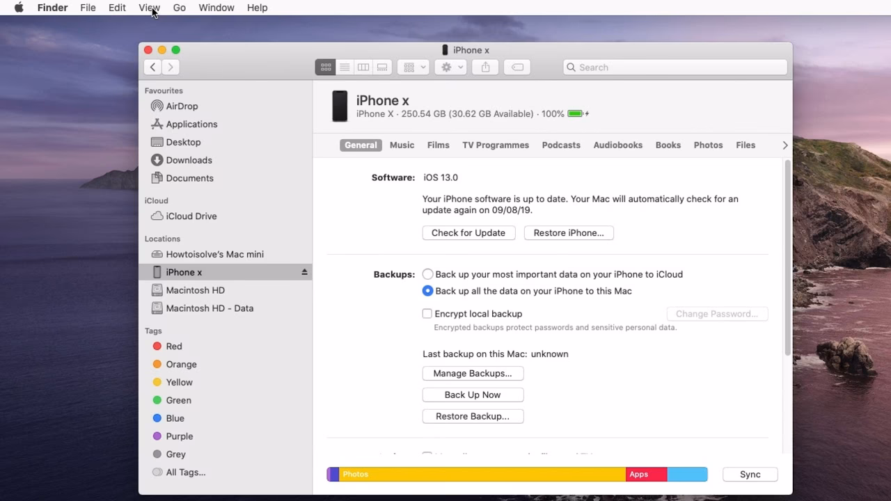 How do I delete an iPhone backup on a Mac?
