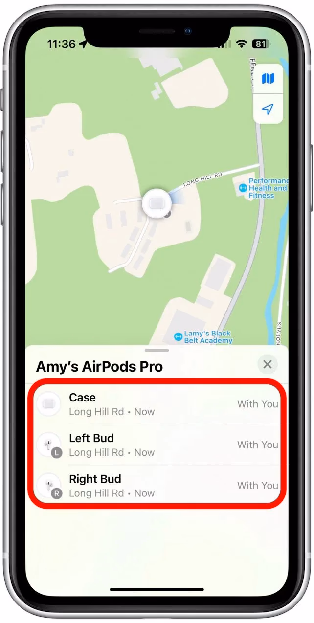 How do I find a lost AirPods case?