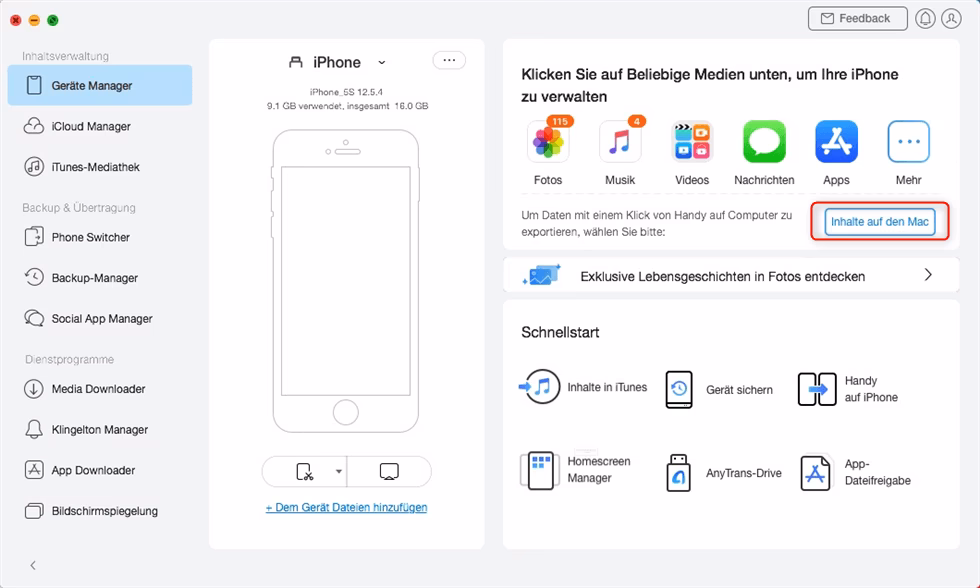 Wie übertrage ich Fotos vom iPhone auf den Mac?