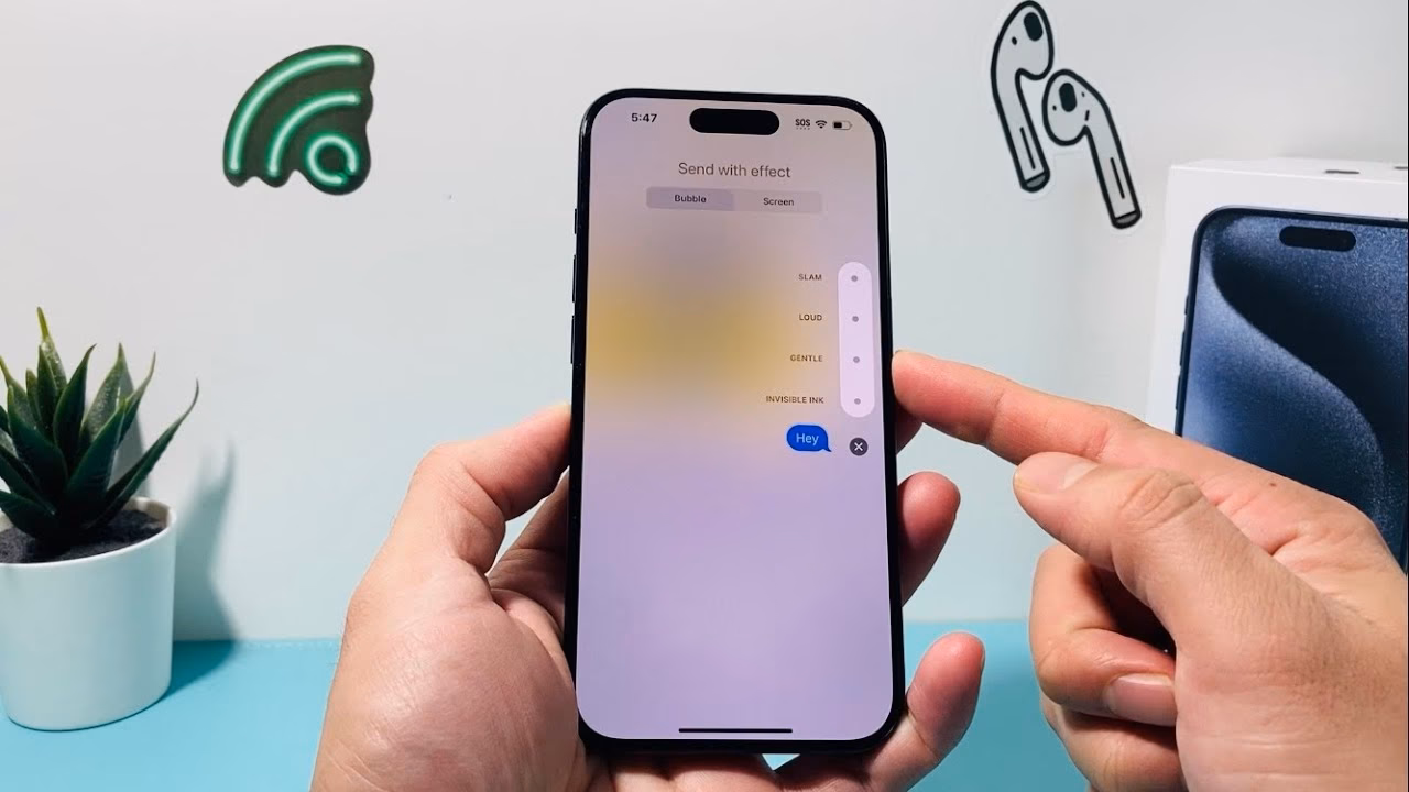 What does sent with gentle effect mean in a text message?