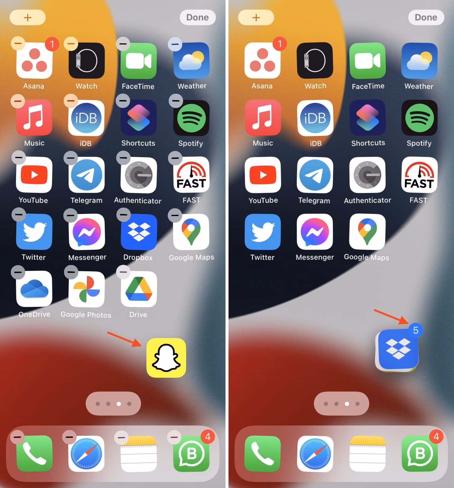 How do I Move apps from one home screen to another?