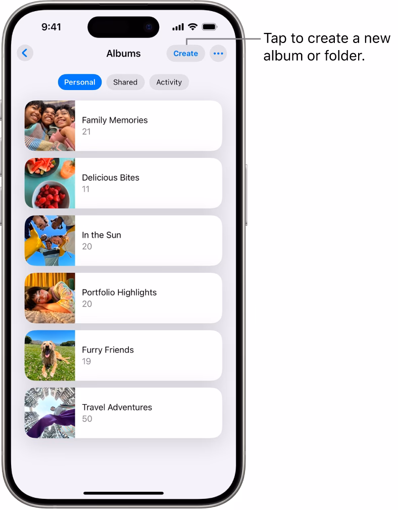 How do I create a photo album on my iPhone?