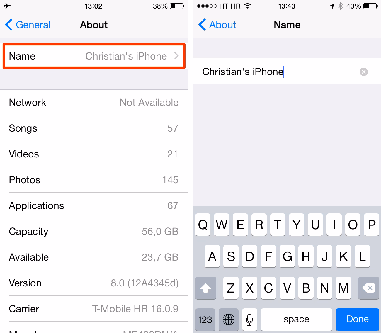 How do I change the name of my new I phone 15?