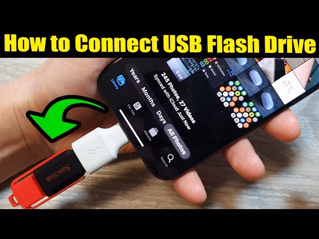 How do I connect a USB-C flash drive to my iPhone?