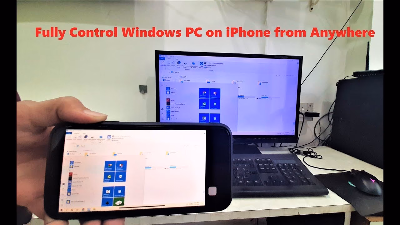 How do I remotely control my computer from an iPhone?