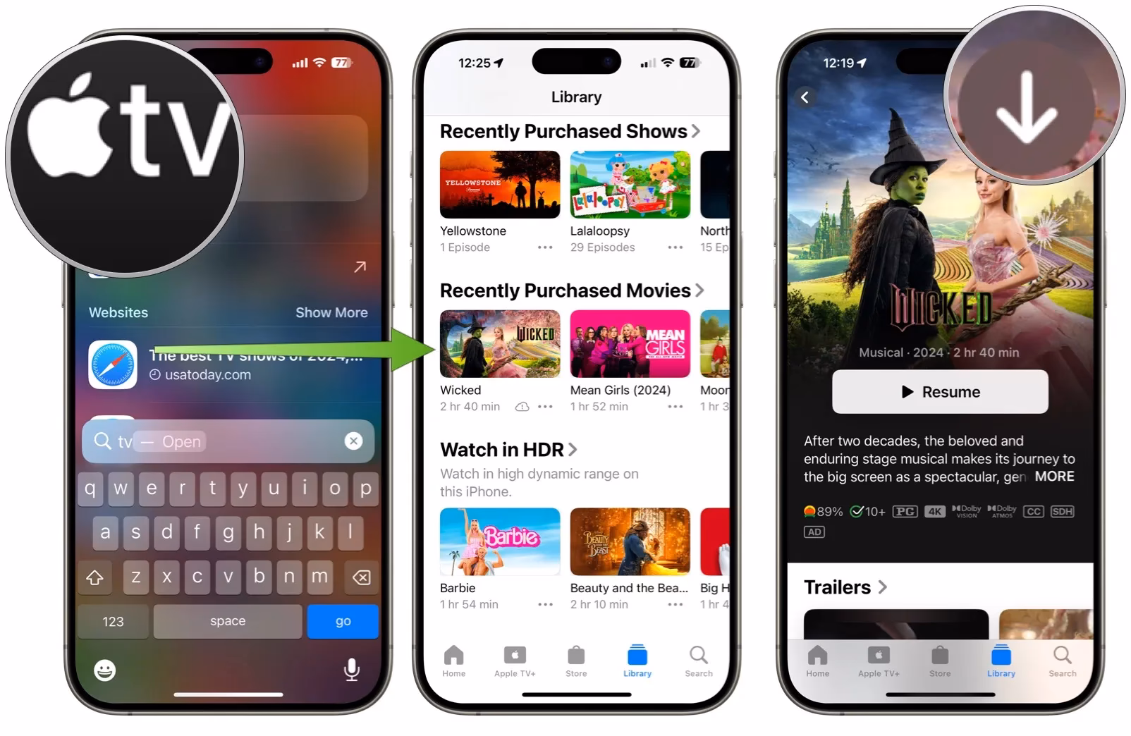 How do I download content from Apple TV?
