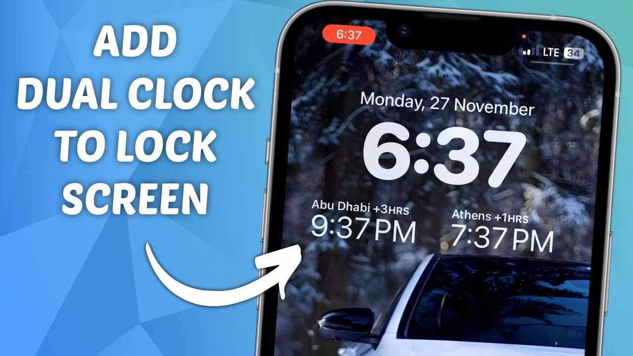 What is the Dual Time Zone on iPhone lock screen?