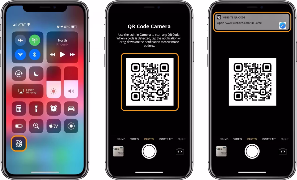 How do I scan a QR code on my iPhone?