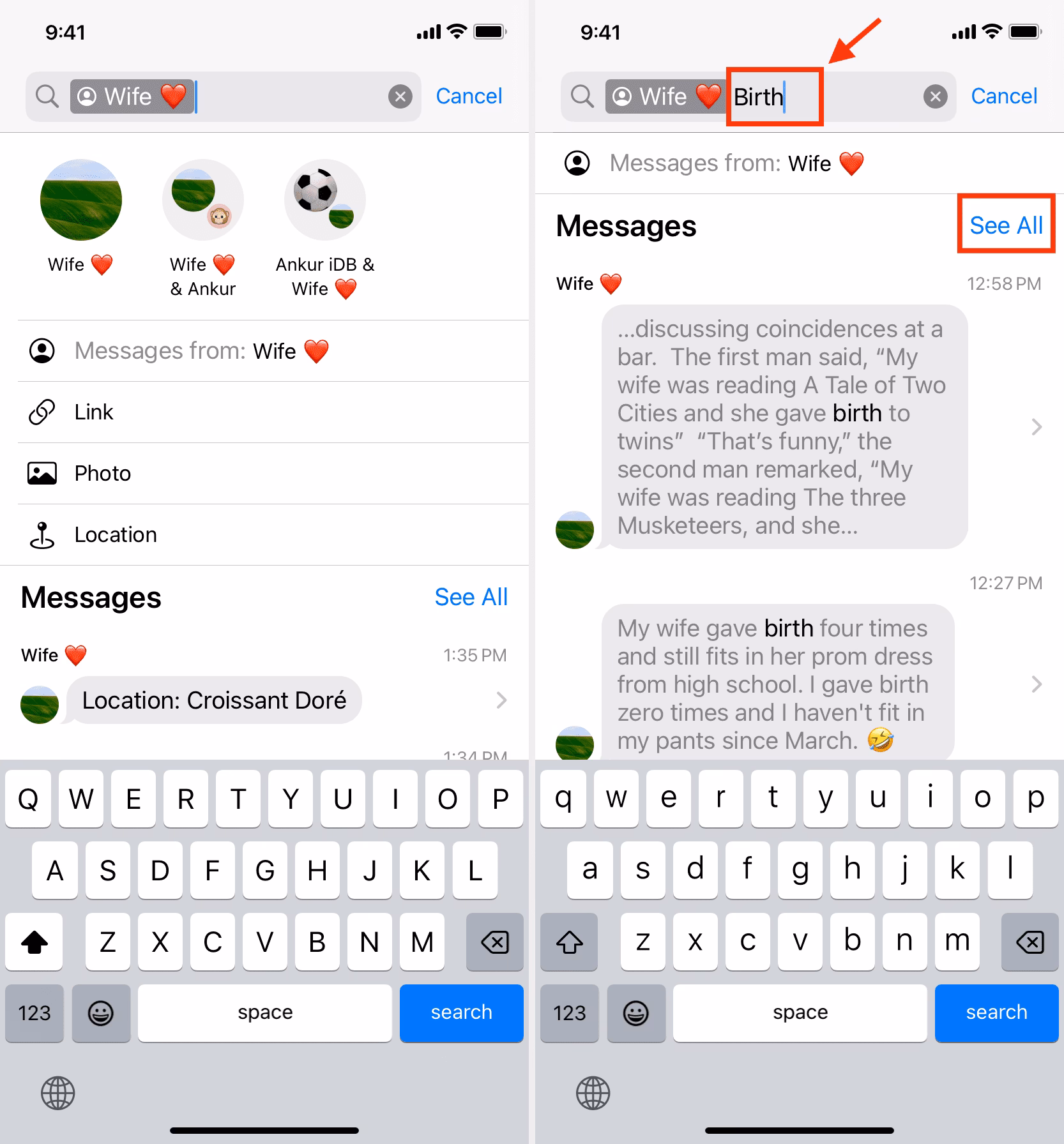 How do I search messages on Android?