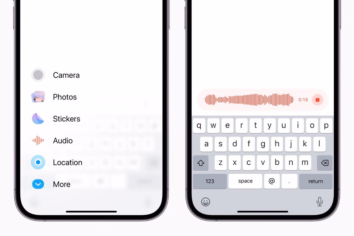 How do I send a voice message on iOS 16?