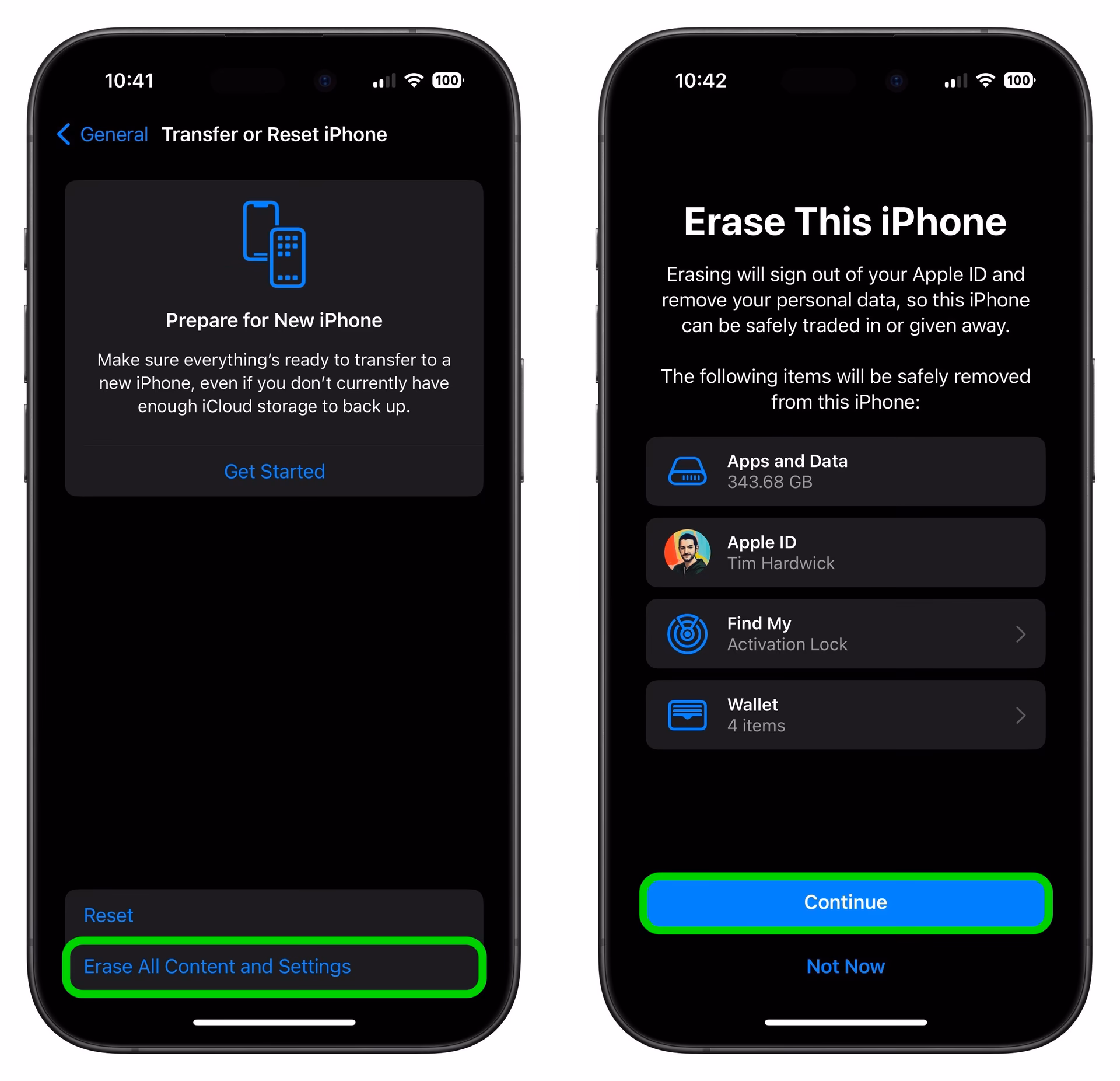 How do I sell or give away my iOS device?
