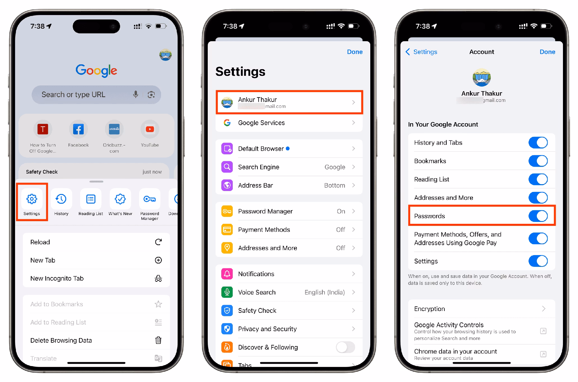 How do I migrate my Google account passwords to Apple's system?