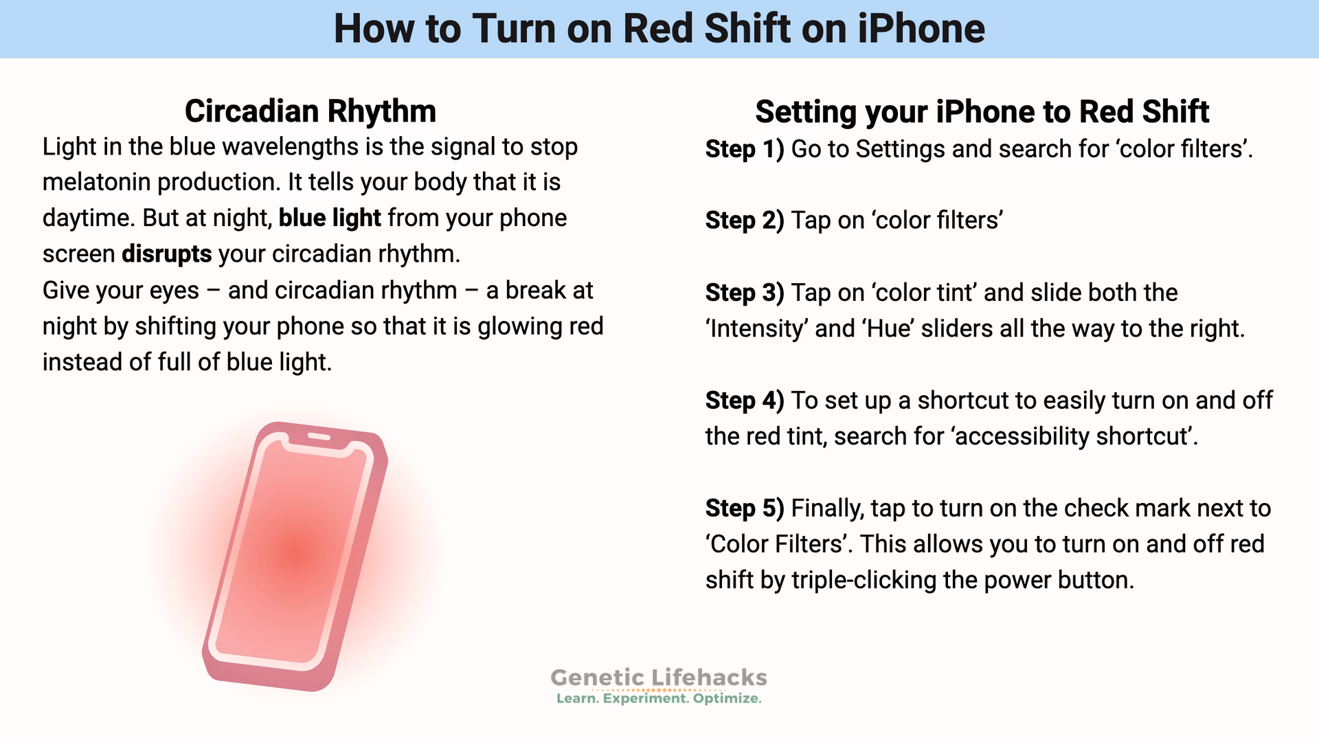 How do I Turn my iPhone screen red?