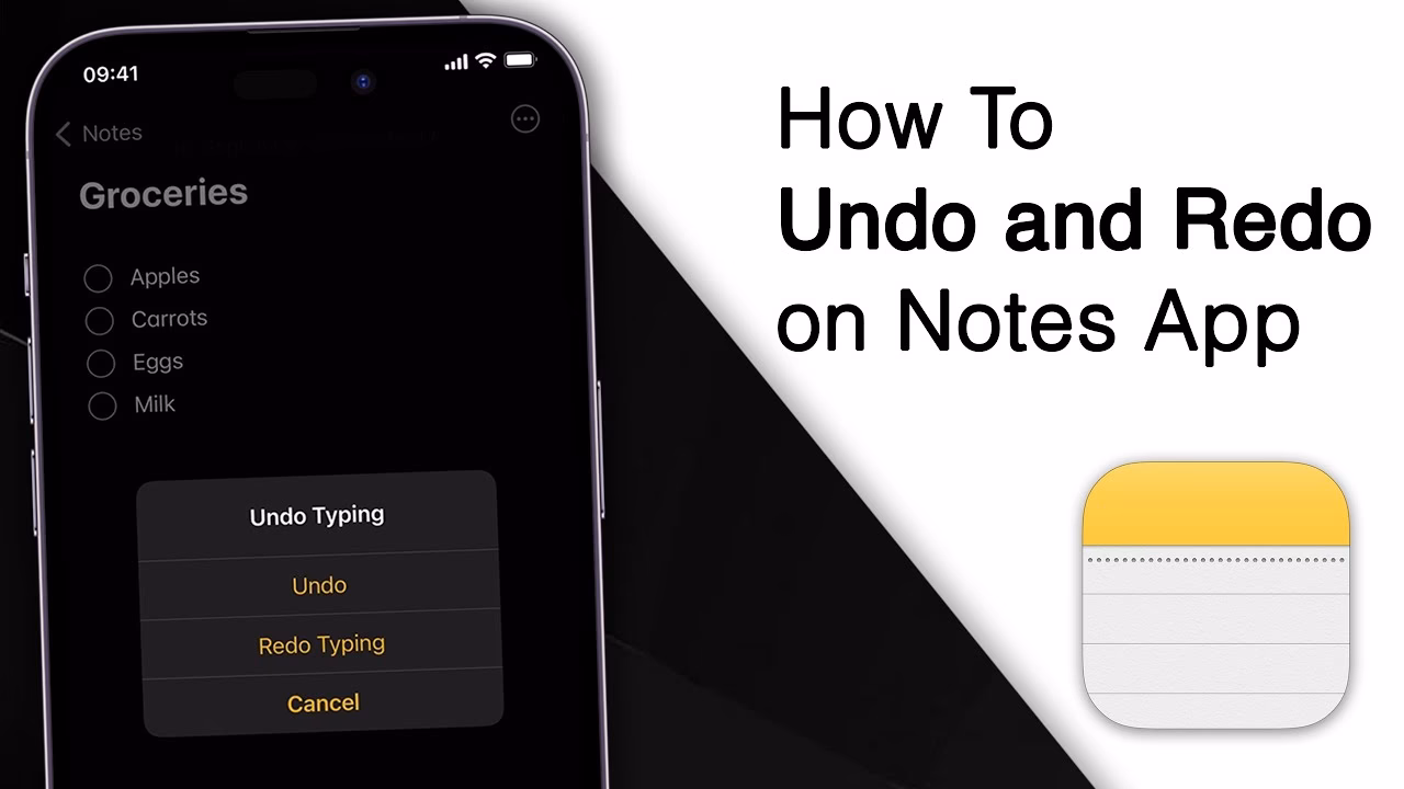 How do I undo typing in iOS Notes?