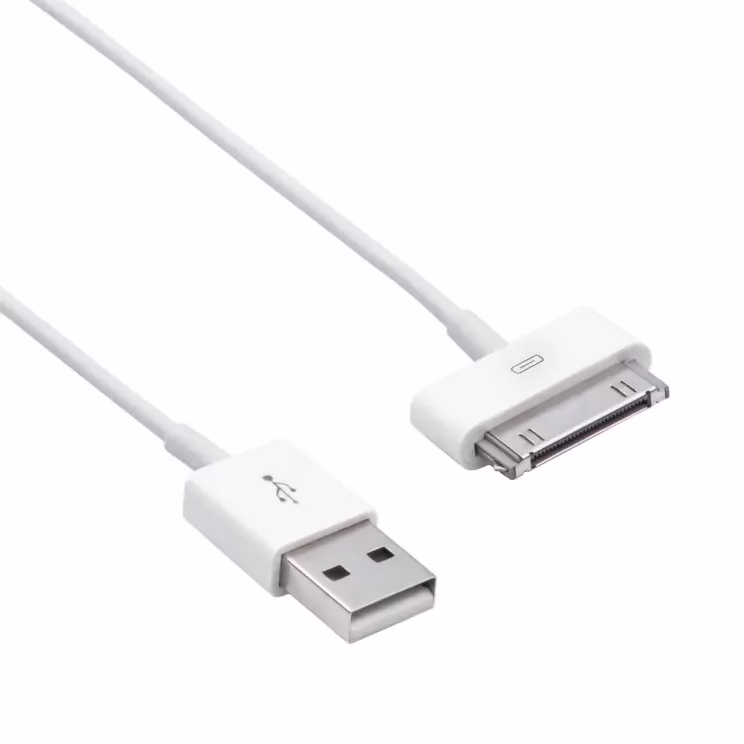 How does the Apple 30-pin to USB cable work?