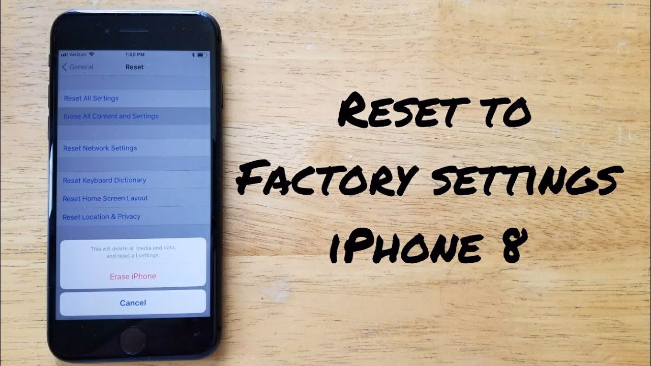 How do I restore my iPhone 8 to factory settings?