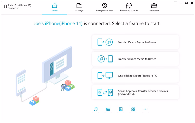 How do I manage Apple devices from my Windows PC?