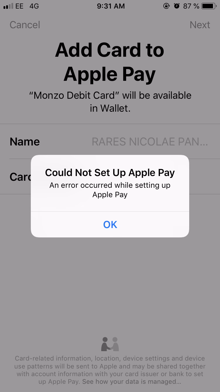 Why is my Apple Pay card not working?