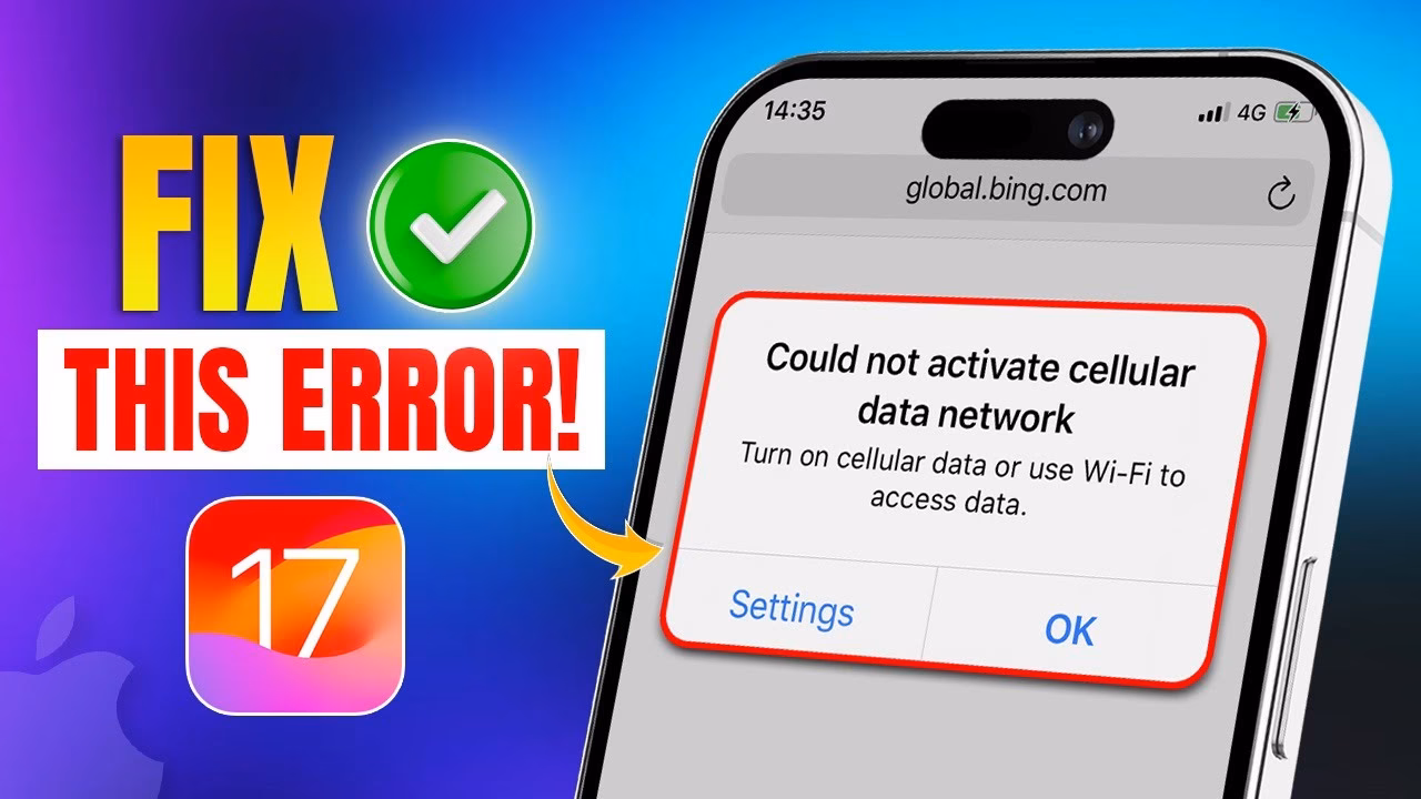 Why am I seeing a 'could not activate cellular network' message?