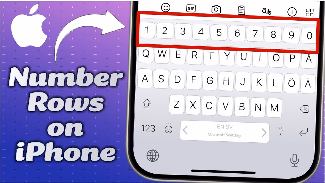 How do I add a number row to my iPhone keyboard?