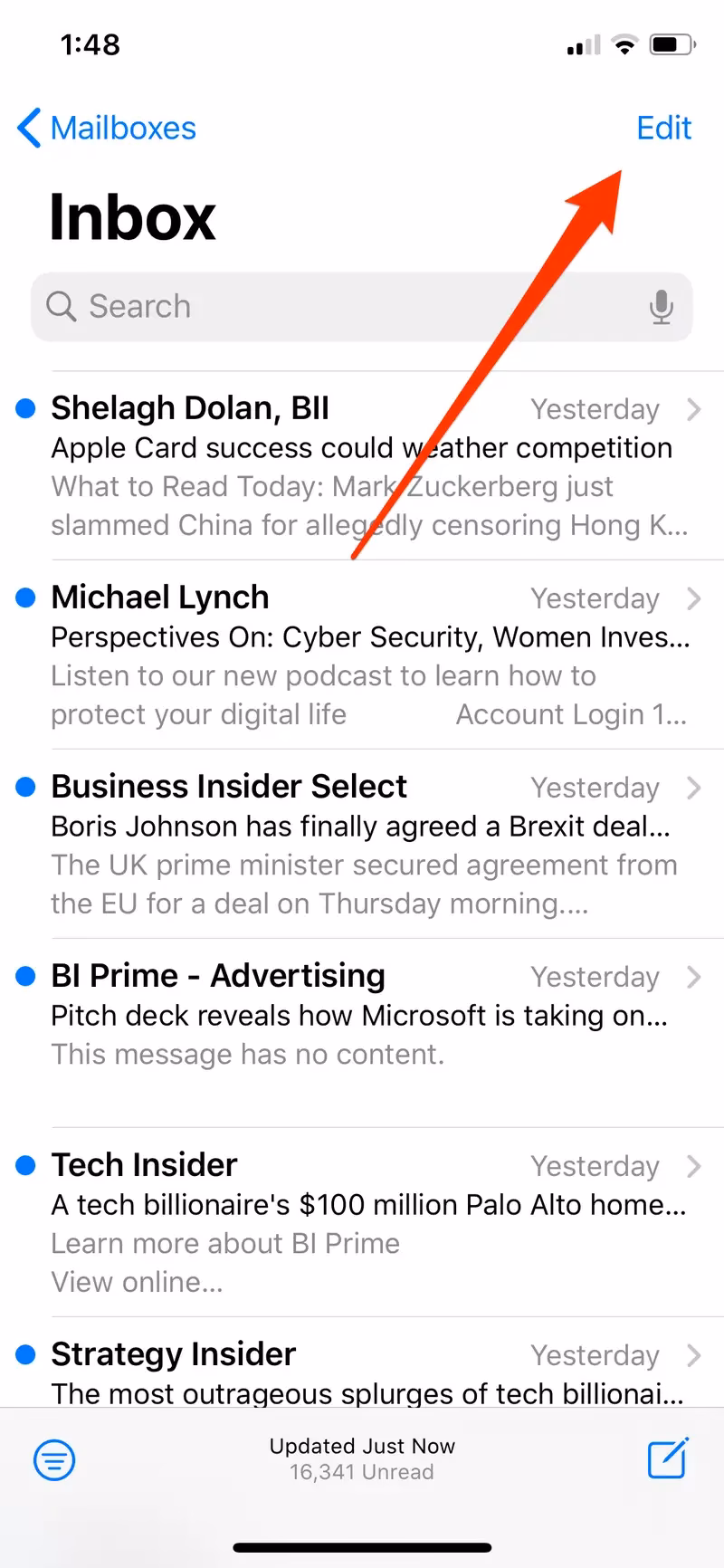 How to delete all emails in iOS 18?