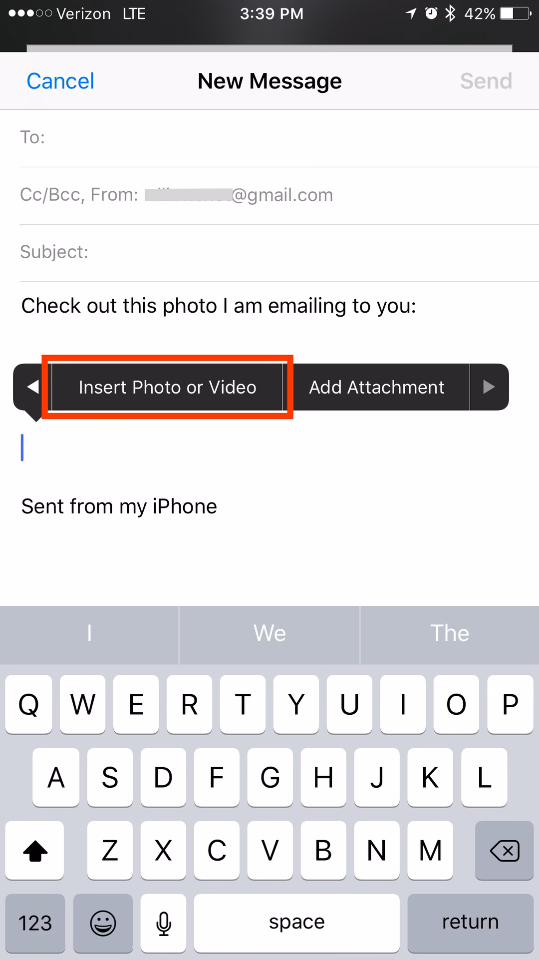 Can I attach a photo or video to an email?