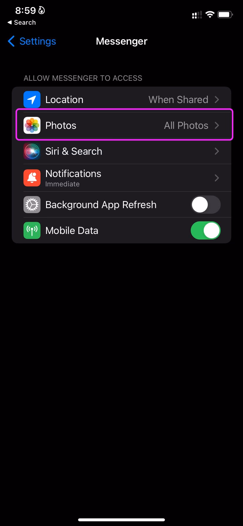 Why is Facebook Messenger not sending pictures?