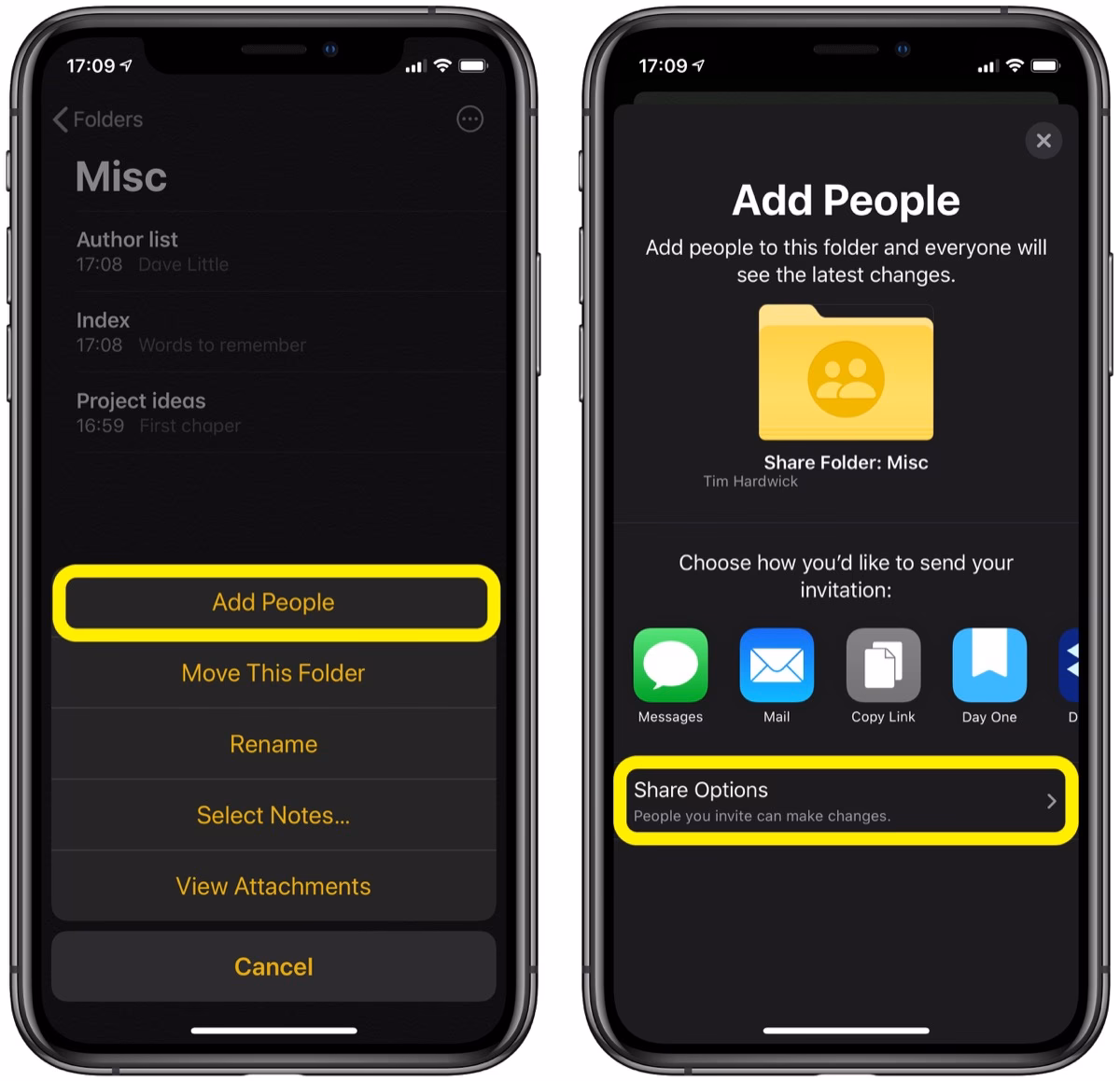 How do I share a note on my iPhone?