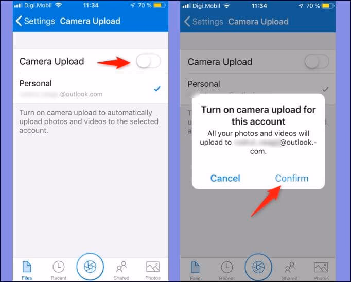 Does camera roll sync to OneDrive?