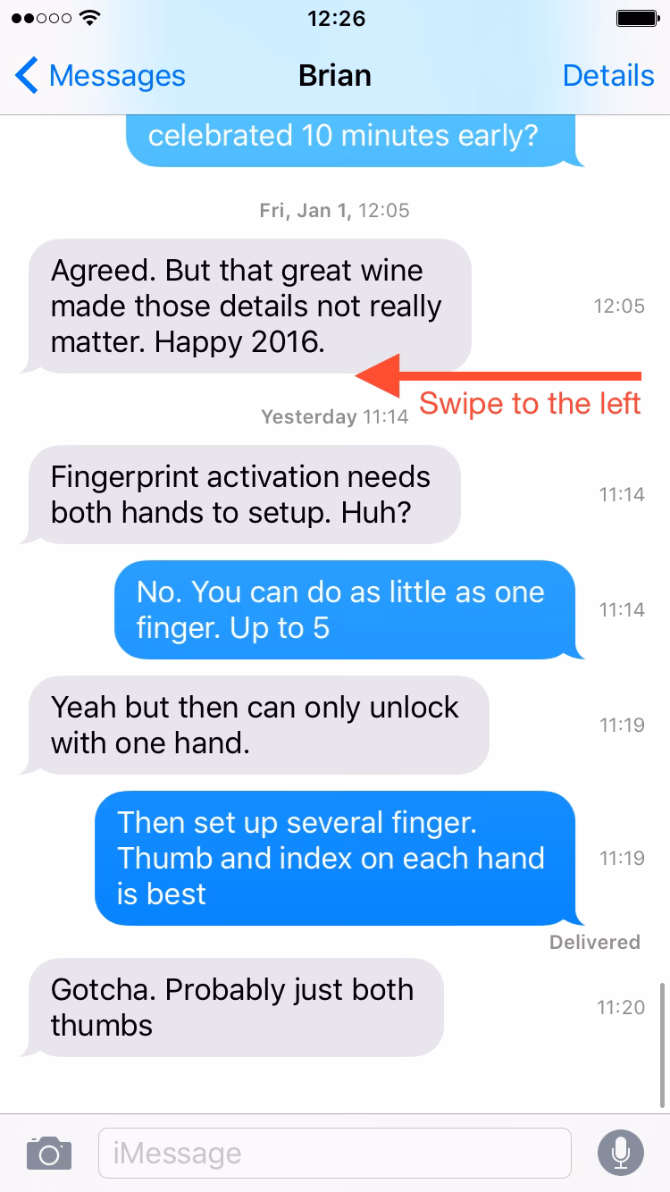 How to find timestamp on iPhone UI?