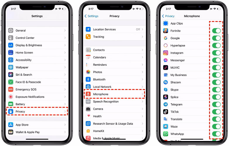 How to adjust microphone & speaker on iPhone?