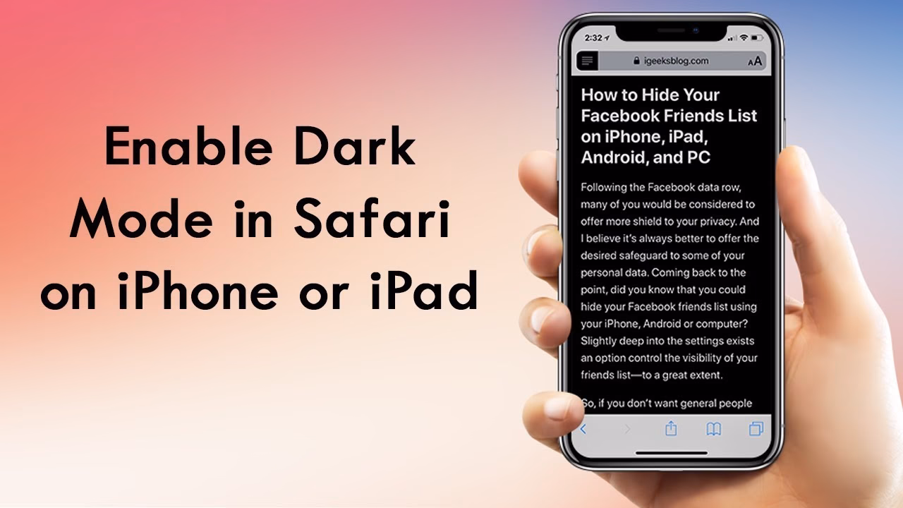 How do I enable Dark mode on safari?