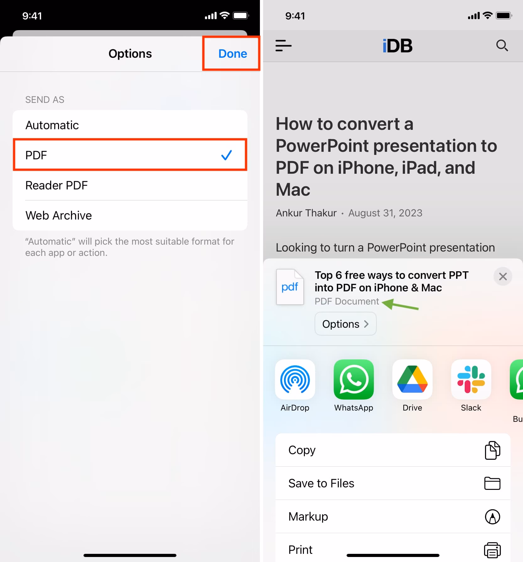 How do I save a PDF file to Apple Books?
