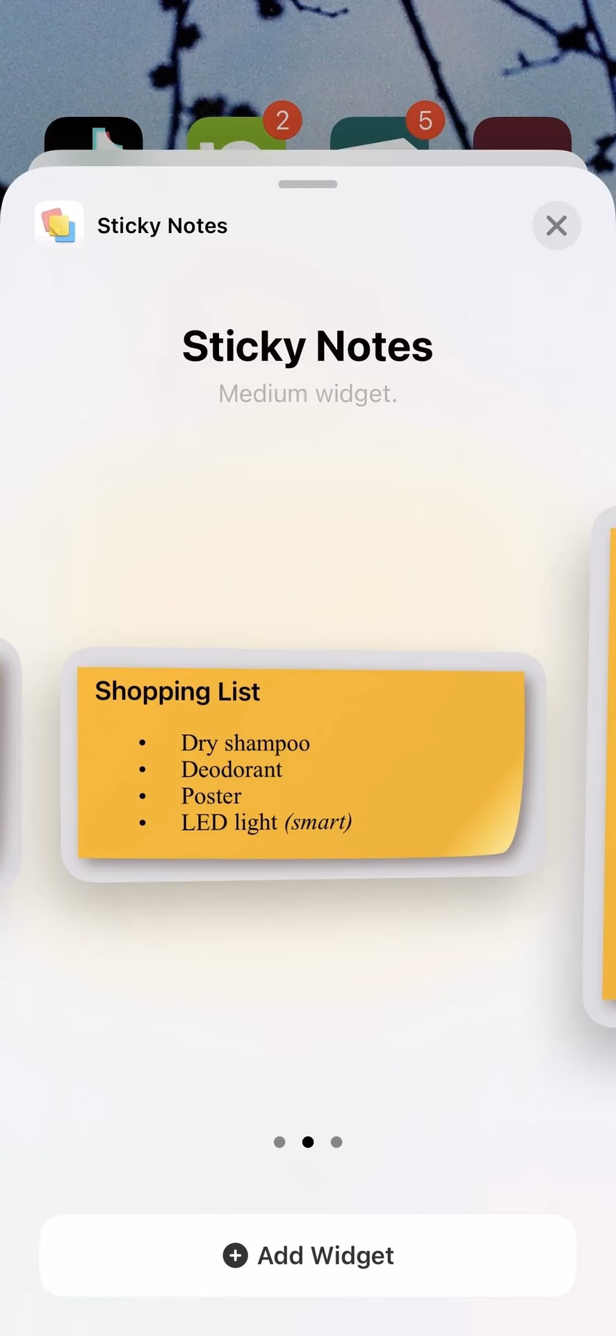 Where can I find a sticky note widget?
