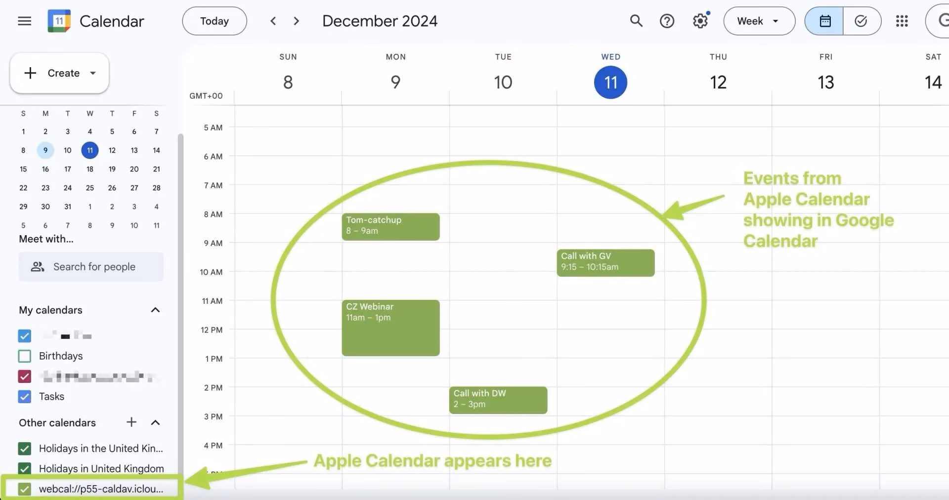 How do I link my Apple Calendar to Google Calendar?