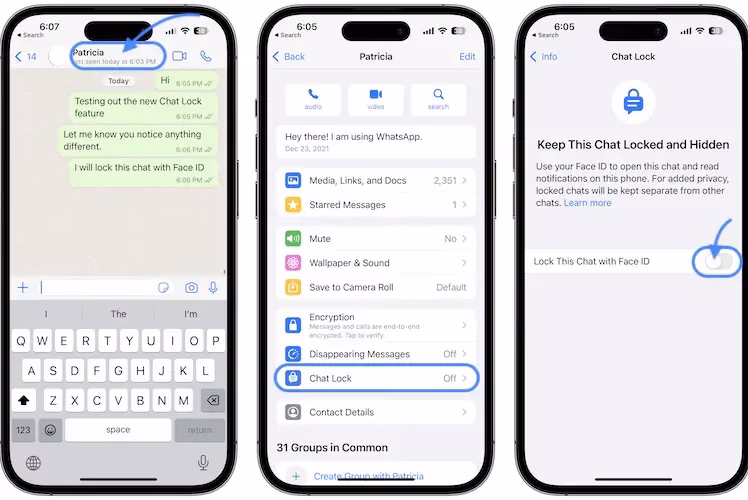 How do I lock a chat on WhatsApp?