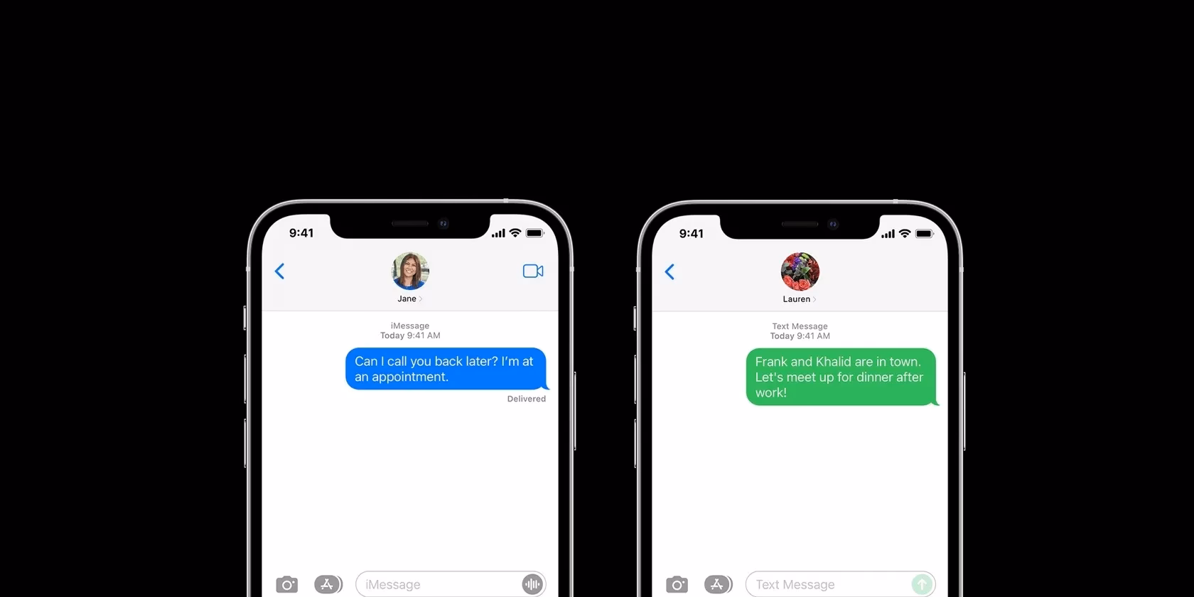 What is sent as a text message on iPhone?